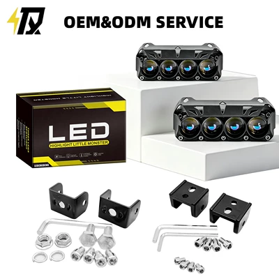 LED motorcycle front headlight dual-color lens waterproof high/low beam modification accessory 12-80V strong light spotlight (Motorcycle headlights, headlights) - 90w-comes-standard-with-a-u-shaped-bracket