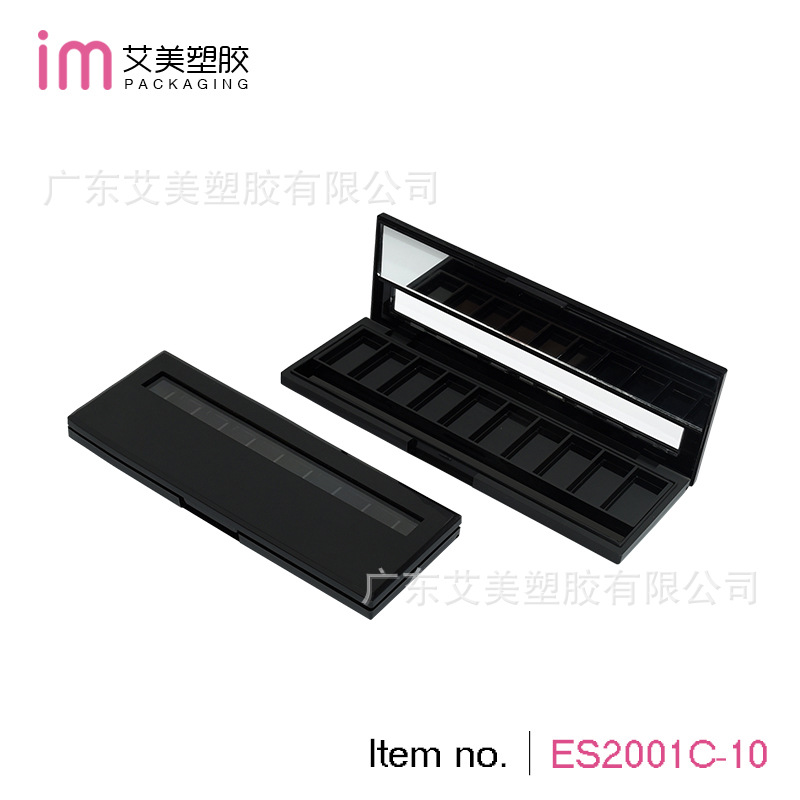 2021新品系列新款长方形10格10色眼影盘包材带镜子带透明天窗