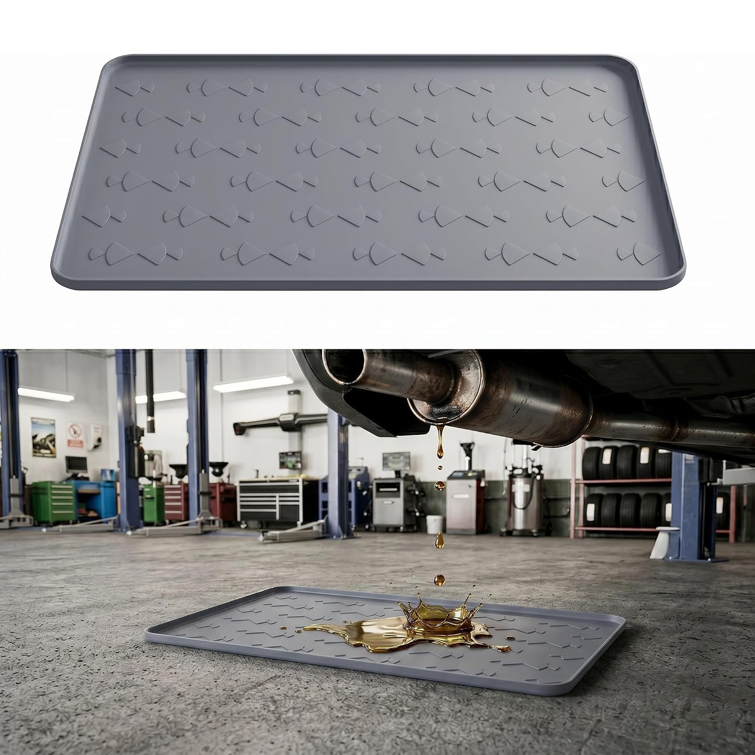 54*34in large size car repair oil leak-proof mat, waterproof silicone easy-to-clean garage floor protection mat
