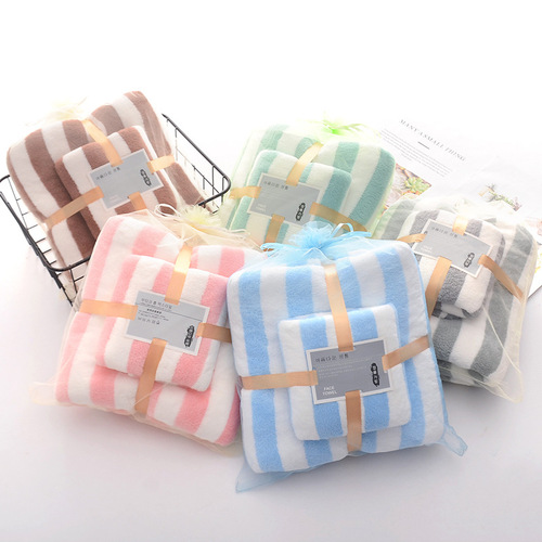 High-density coral velvet bath towels for men and women, gauze bagged soft souvenir bath towels, towel and bath towel sets
