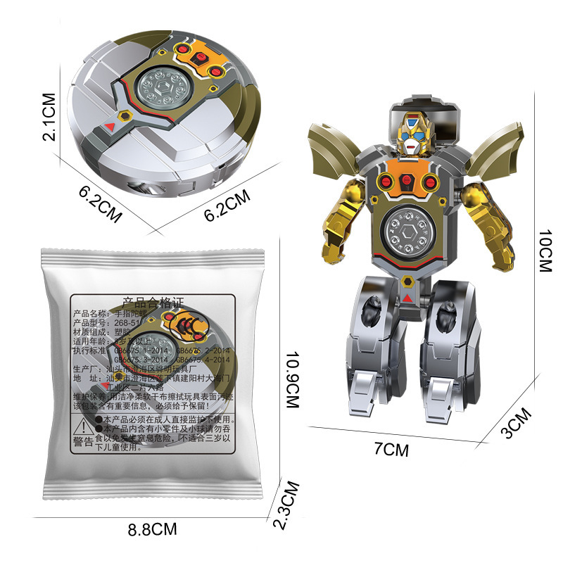 [Silver] Colorful Finger Gyro Transformation Robot [Bag]