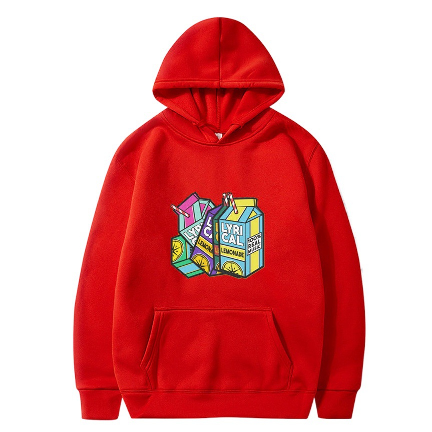 Transfronteriza lírica limonada limón impresión europea y americana más terciopelo con capucha suéter hombres y mujeres sudaderas