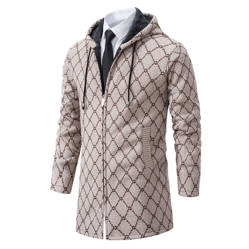 Foreign Trade Autumn Men's Long-Sleeve Wool Sweater Fashion Casual Hooded Jacket Knit Top Trendy Cardigan