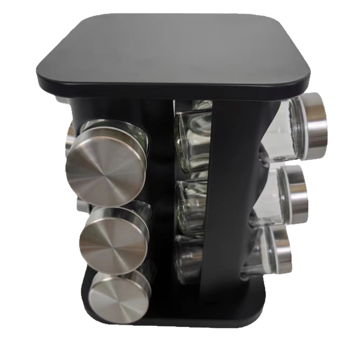 Botella giratoria de 360 grados para almacenar especias, juego de recipientes para especias de acero inoxidable sin instalación, estante de almacenamiento de especias de cocina de varias capas image 6
