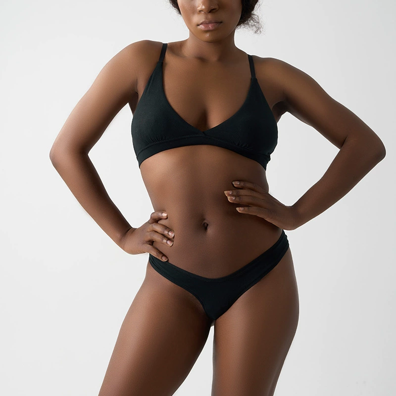 Комплект из хлопкового бюстгальтера-бралетта и трусиков SKIMS в одном стиле, из хлопка и спандекса, быстросохнущая спортивная одежда.
