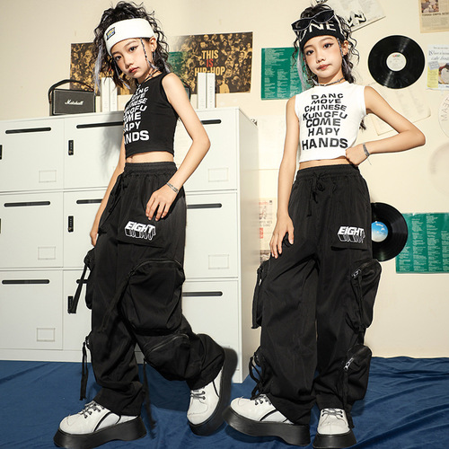 Children's Jazz Dance Set Girl's Tank Top Dance Performance Suit Trendy Kids Street Dance Hip Hop Clothing Summer Girls