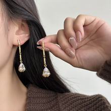 法式耳环轻奢高级感浪漫水滴水晶耳坠简约女ins百搭微镶锆石耳饰