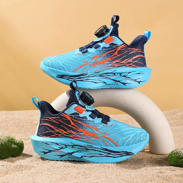 Children's Running Shoes for Students 2026 Spring New Model Mesh Breathable Boys' Shoes with Rotating Buckle Soft Sole Luminous Sports Shoes