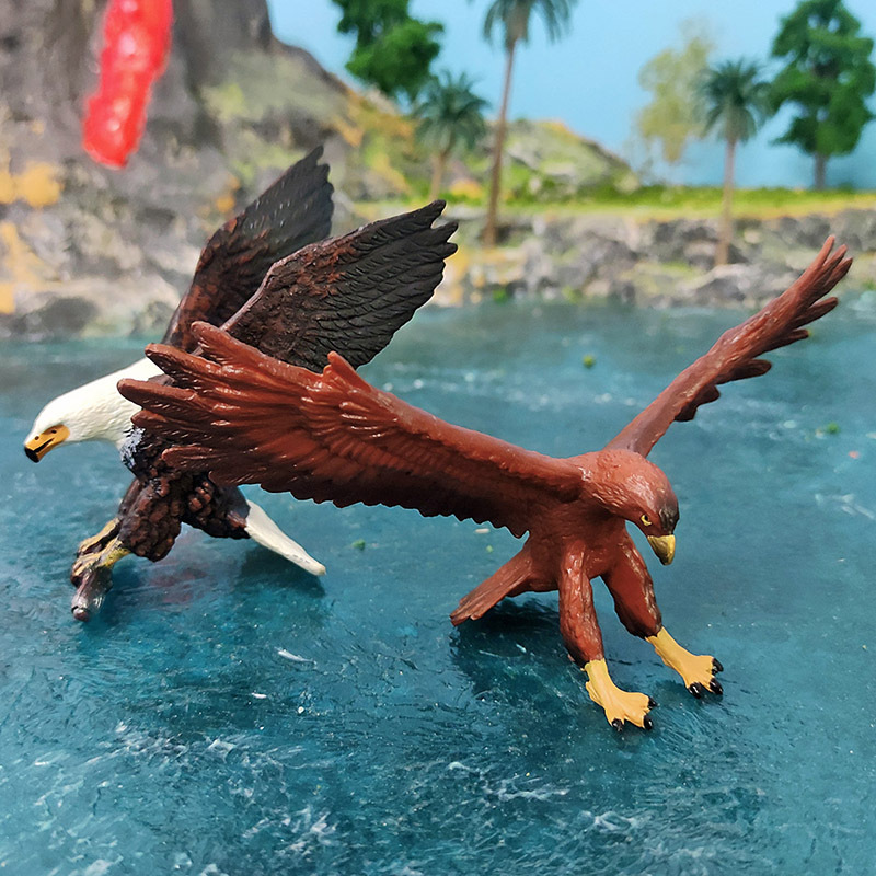 Simulación cognitiva de los niños transfronterizos Pájaro Animal Africano Osprey Modelo de talla dorada Juguete de decoración de escritorio