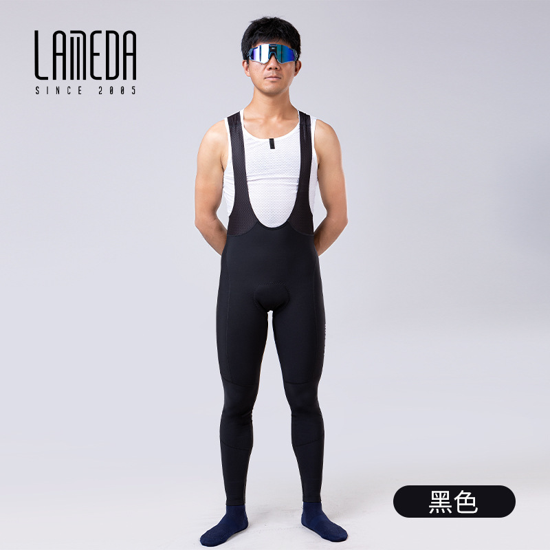 Lanpada 2022 otoño e invierno nuevo coche de carretera fleece suspender pantalones hombres a prueba de viento caliente ciclismo ropa suspender pantalones