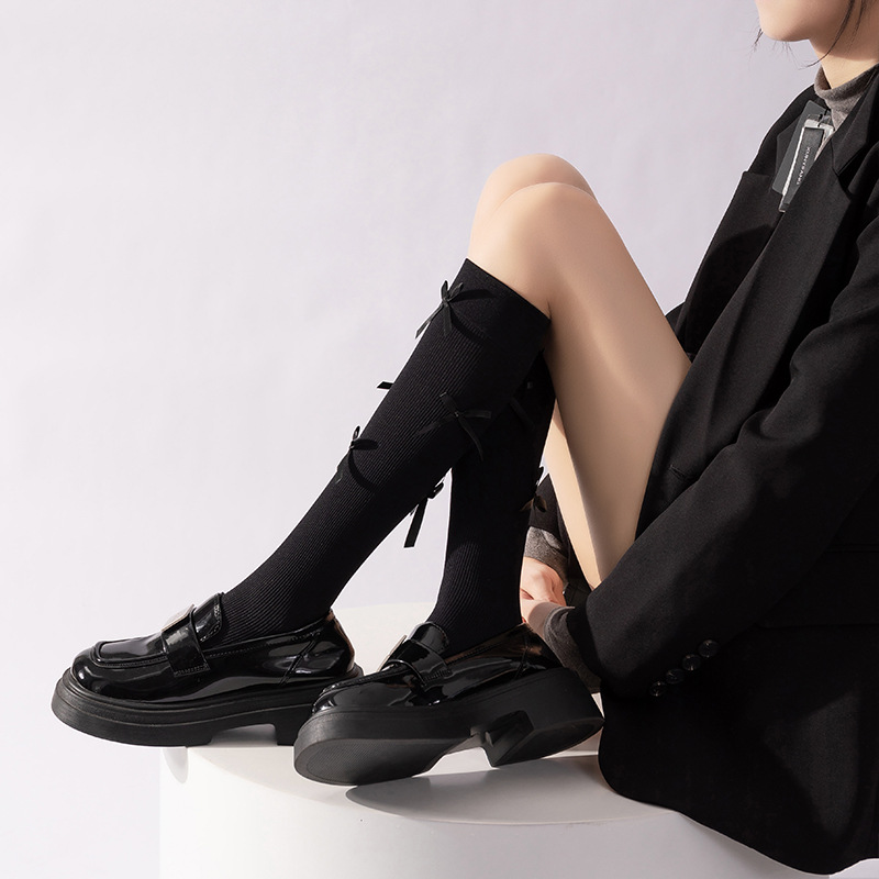 Calcetines de pantorrilla de ballet de primavera y otoño de terciopelo hasta la rodilla arco largo Lolita anchora calcetines de presión roja