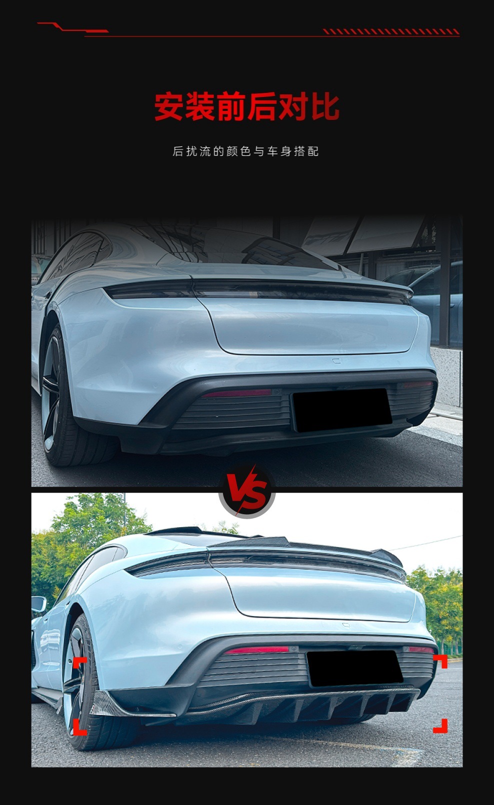 Suitable for 2019+ Porsche Taycan Rear Lip, Tail Lip, Blade Style Spoiler, Corner Surround, Cross-Border Modification Parts
