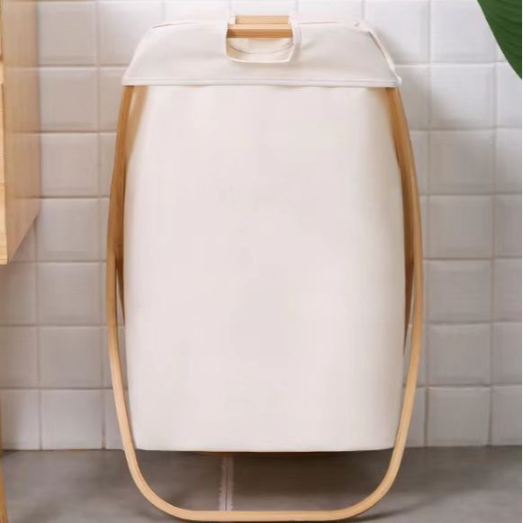 Cesta de ropa sucia de bambú con bolsa interior, ideal para baño, lavadero o ducha