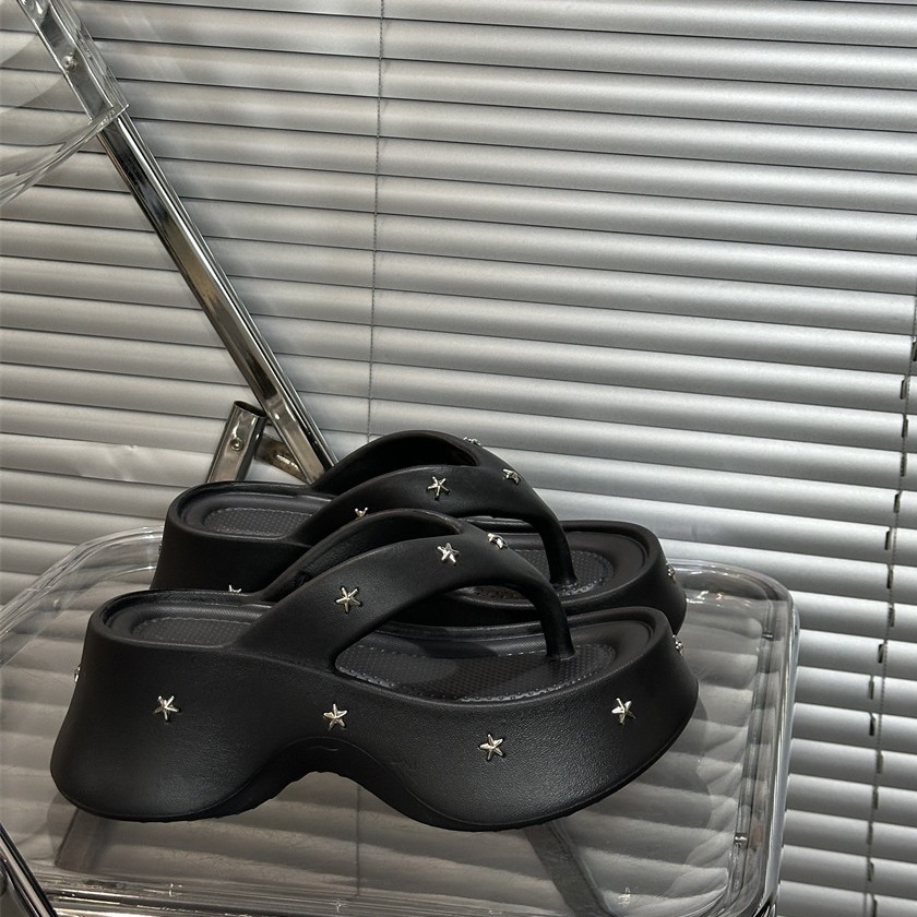 7cm Thick-Soled Thick-Heeled Slippers for Women, Thick-Soled Summer Outer Wear, 2025 New Summer Seaside Sandals