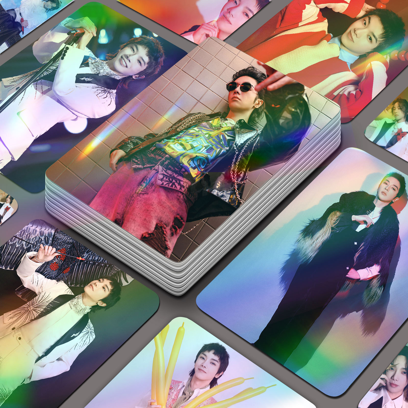 Huachenyu Small Card 56 Pieces Set, High-Quality Unique Boxed Instant Camera Album Small Cards Self-Printed Birthday Greeting Card