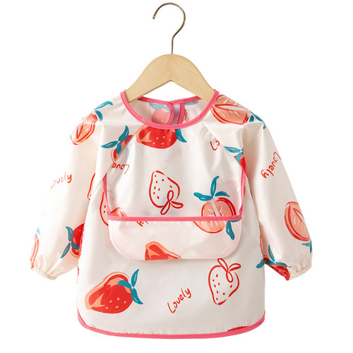 Children's coveralls spring and autumn thin baby eating clothes baby food supplement bibs long-sleeved waterproof protective clothing apron 1-3 years old 2