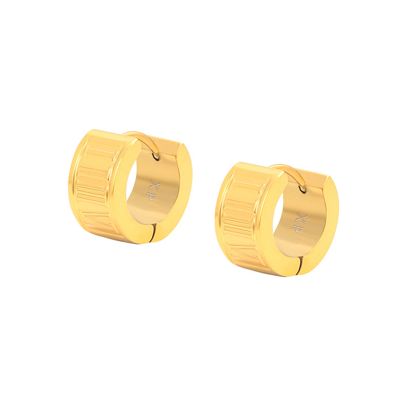 Xuping acero inoxidable 24k nicho de color diseño de aretes digitales romanos pendientes personales transfronterizos europeos y estadounidenses al por mayor