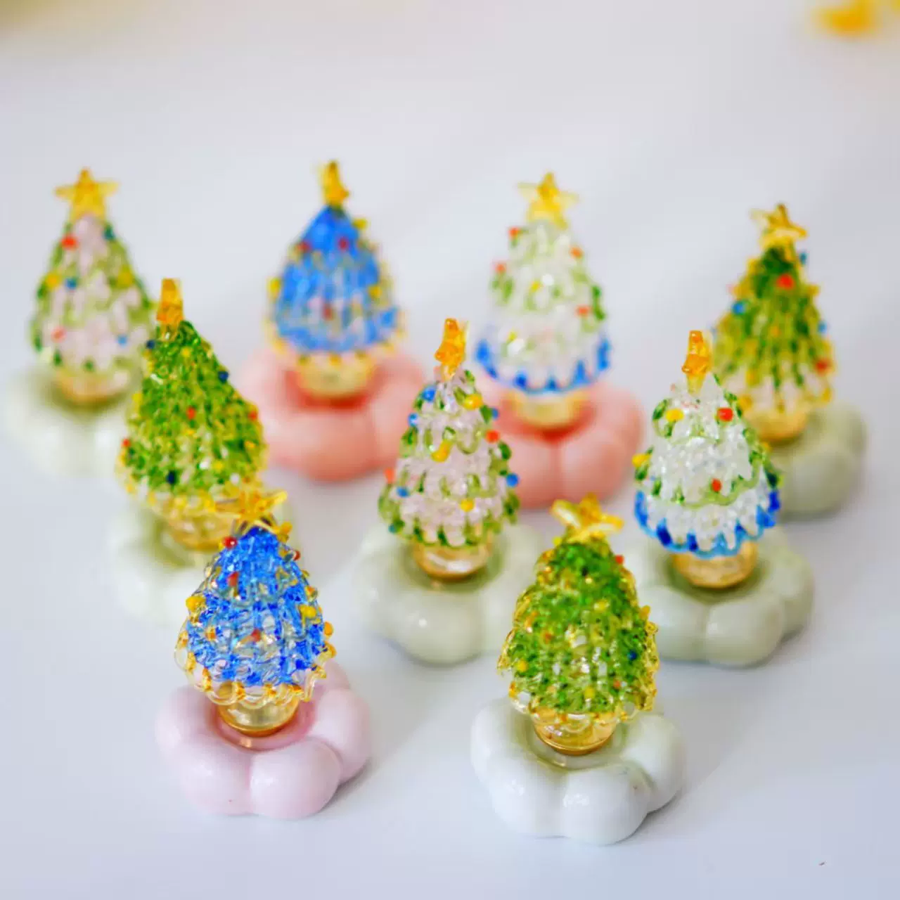 圣诞限定闪光金点琉璃树 迷你实心立体造型 节日桌面装饰伴手礼品