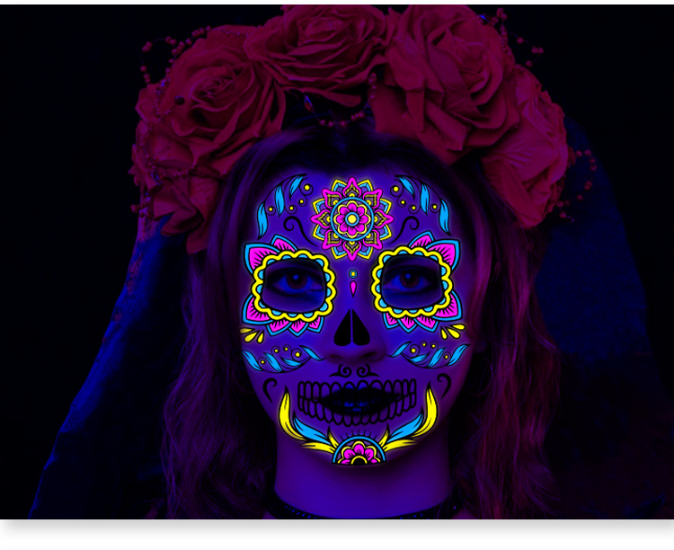 Title 1, Halloween Fluoreszierende Lustige Totenkopf Auf...