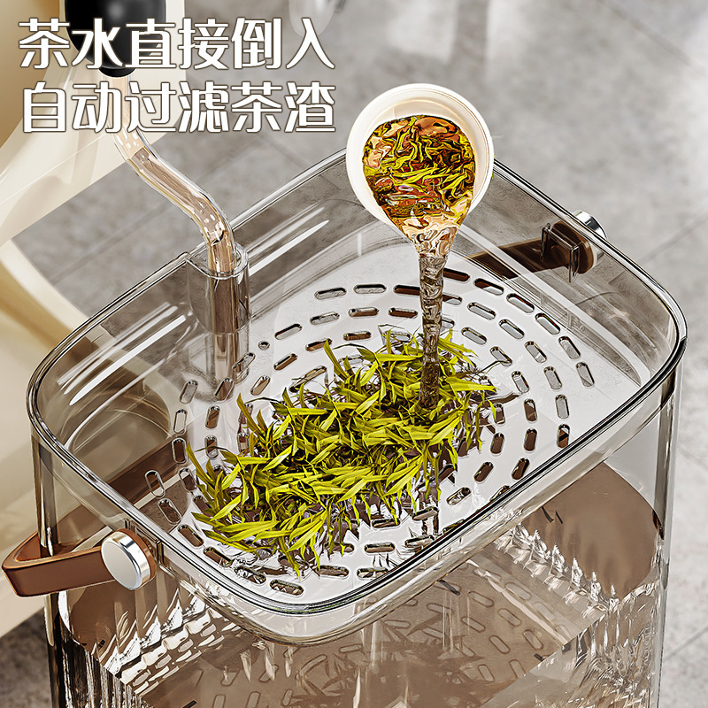 高級茶バケツ、オフィスティールーム廃水バケツ、茶水乾湿分離廃棄物バケツ、ティーテーブルゴミ箱|undefined