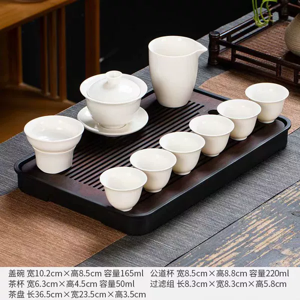 Mutton fat jade set + Chunxian tea tray ♜