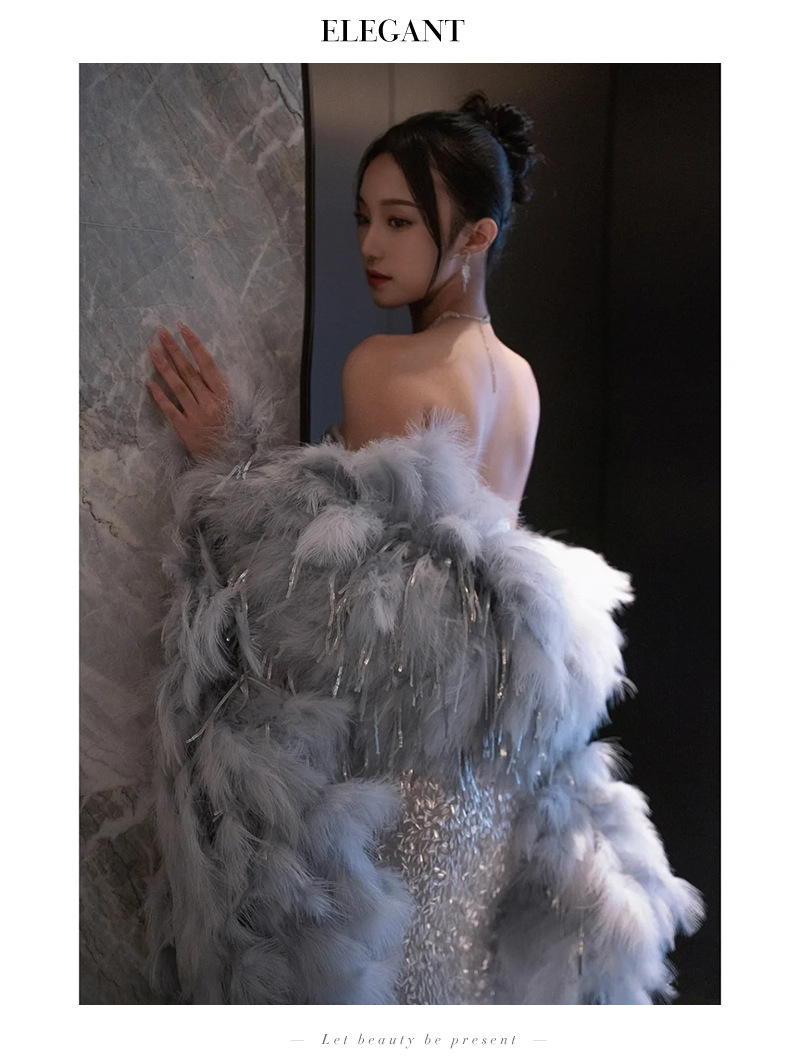 Strapless Mermaid Evening Gown Sexy New Style For Bride Wedding Engagement Toast Banquet Hostess Women's Party Wear_ecoleips.com