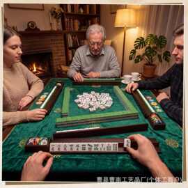 跨境木质麻将架内含磁性芯片收纳盒木质麻将架配推杆多米诺骨牌架