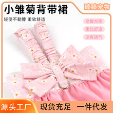 宠物衣服棉可牵引 猫狗新款小雏菊胸背衣小型犬泰迪比熊连衣裙