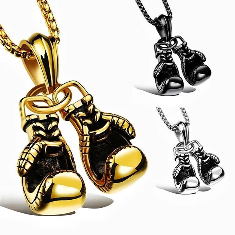 2026 New Retro Fitness Boxing Glove Titanium Steel Necklace with Engraved Bold Fashion Punk Pendant Accessories
