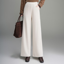 加厚羊毛呢阔腿裤女装秋冬季2025新款高腰显瘦窄版直筒裤休闲长裤