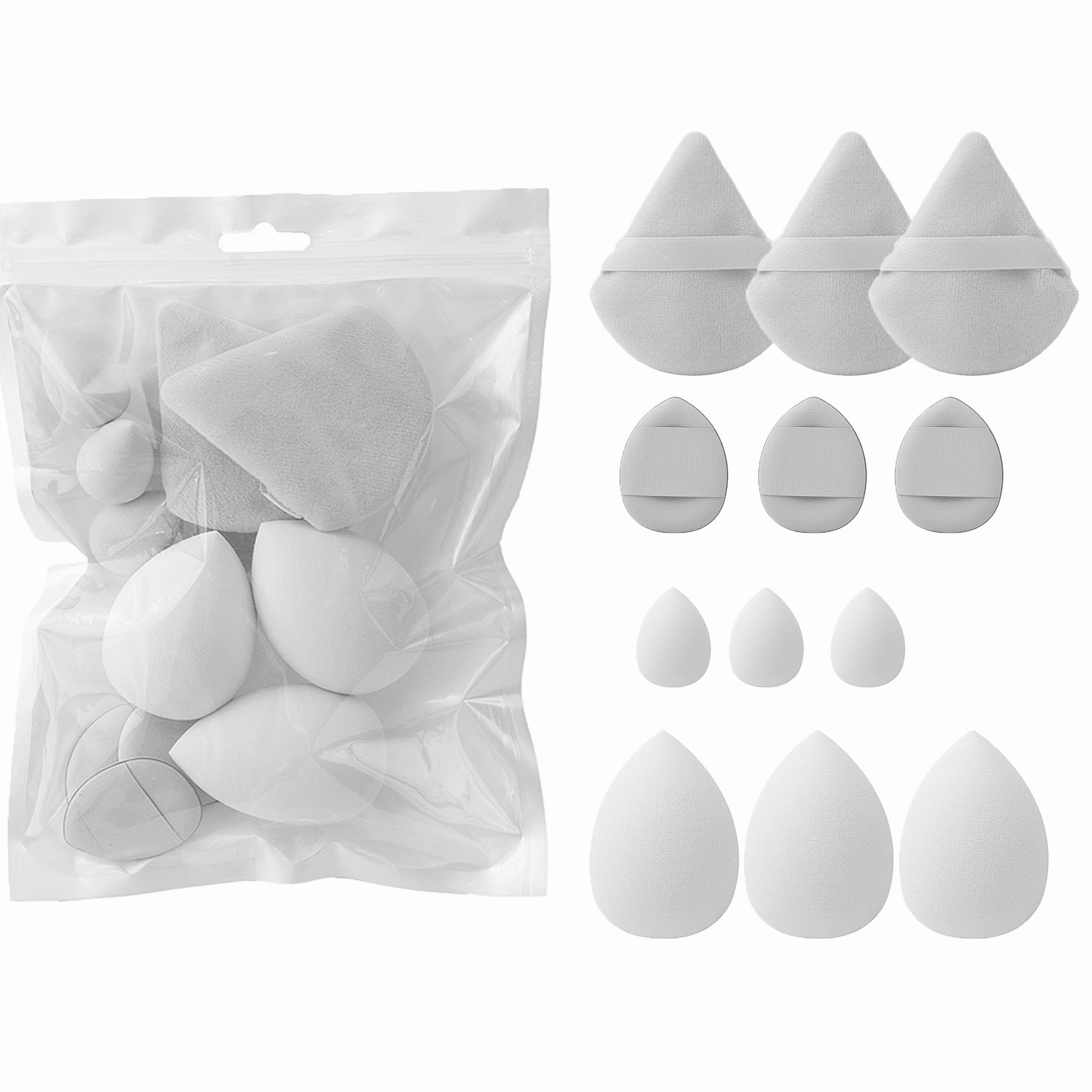Набор спонжей для макияжа, 12 шт. мягкие спонжи для макияжа, assorted цвета с прозрачной сумочкой (2–3 формы)