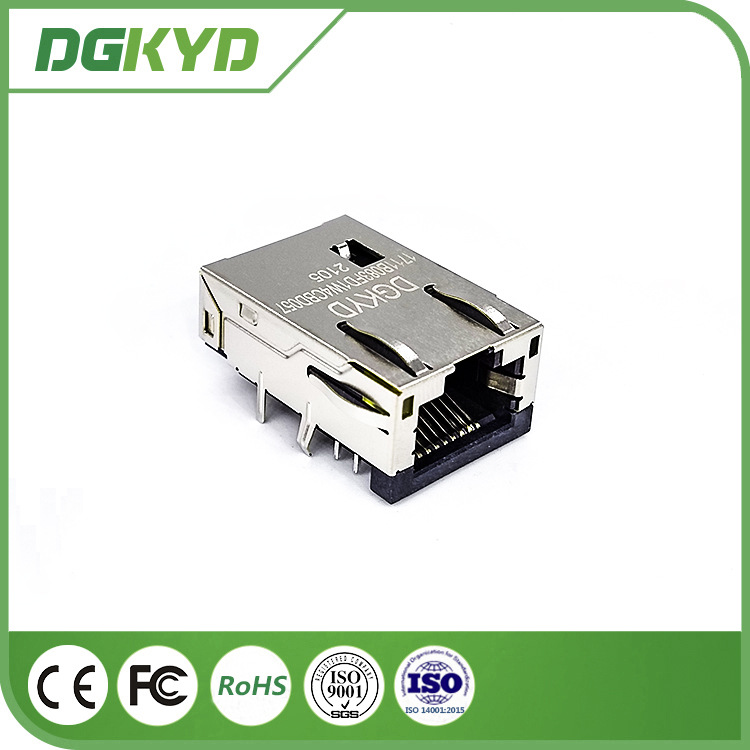 RJ45 网路连接器 百兆集成 带灯带弹 26.06mm 厂家直售