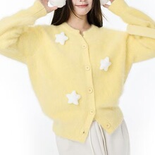 孙怡同款CLOUDSASON立体星星针织开衫2025秋冬针织衫兔毛外套
