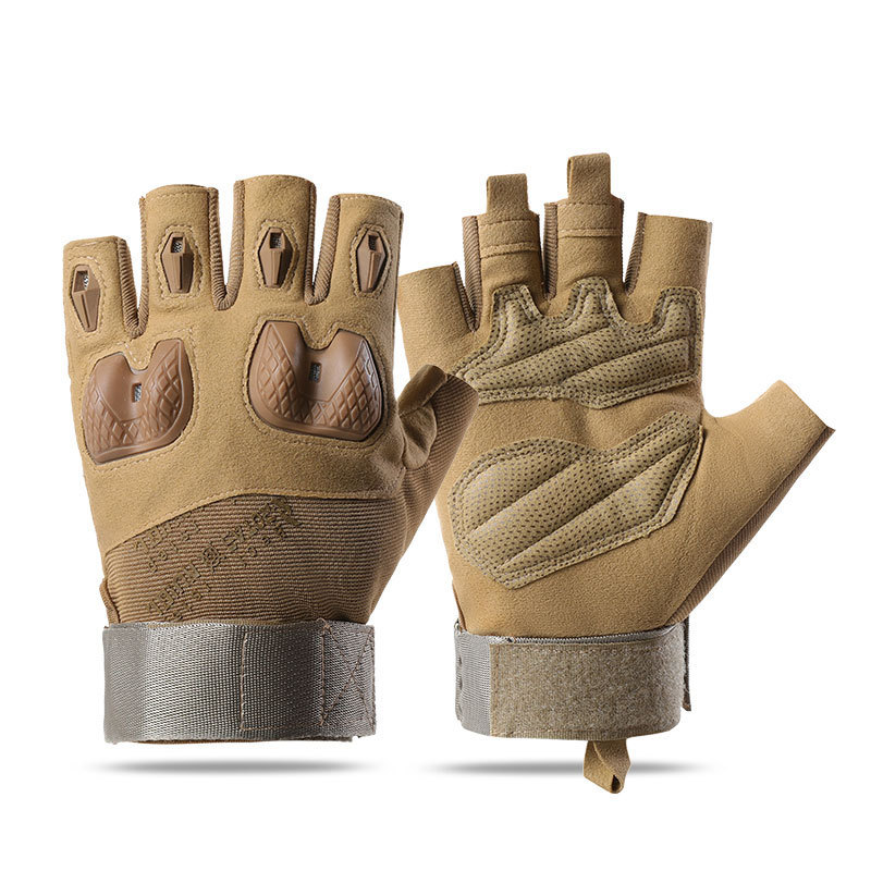 Guantes al aire libre para hombres de ciclismo antideslizante amortiguación medio dedo entrenamiento de protección de cáscara dura montaña guantes tácticos anti-corte