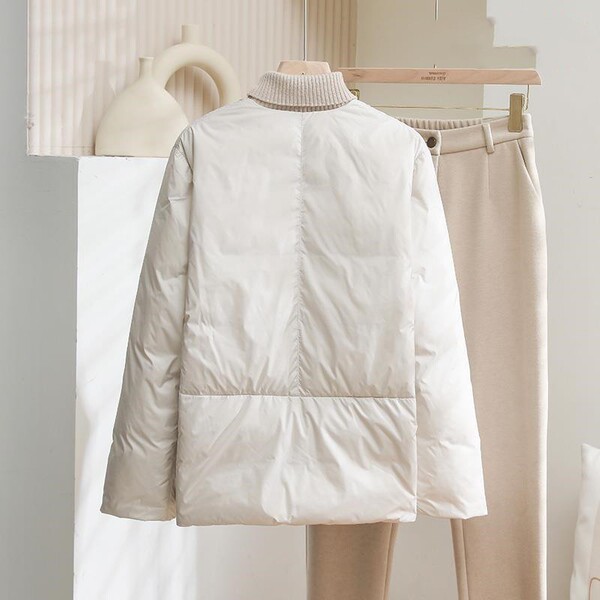 Winter solid color thin short down jacket for leisure