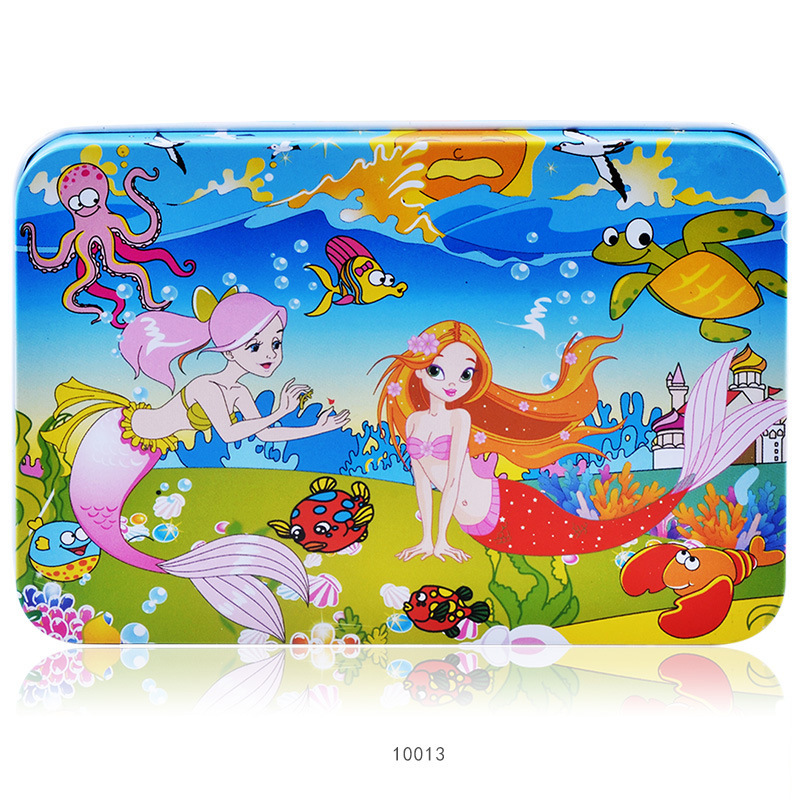 Transfronterizo 100 piezas de caja de hierro puzzle infantil educación temprana rompecabezas dibujos animados de madera agencia de educación plana al por mayor