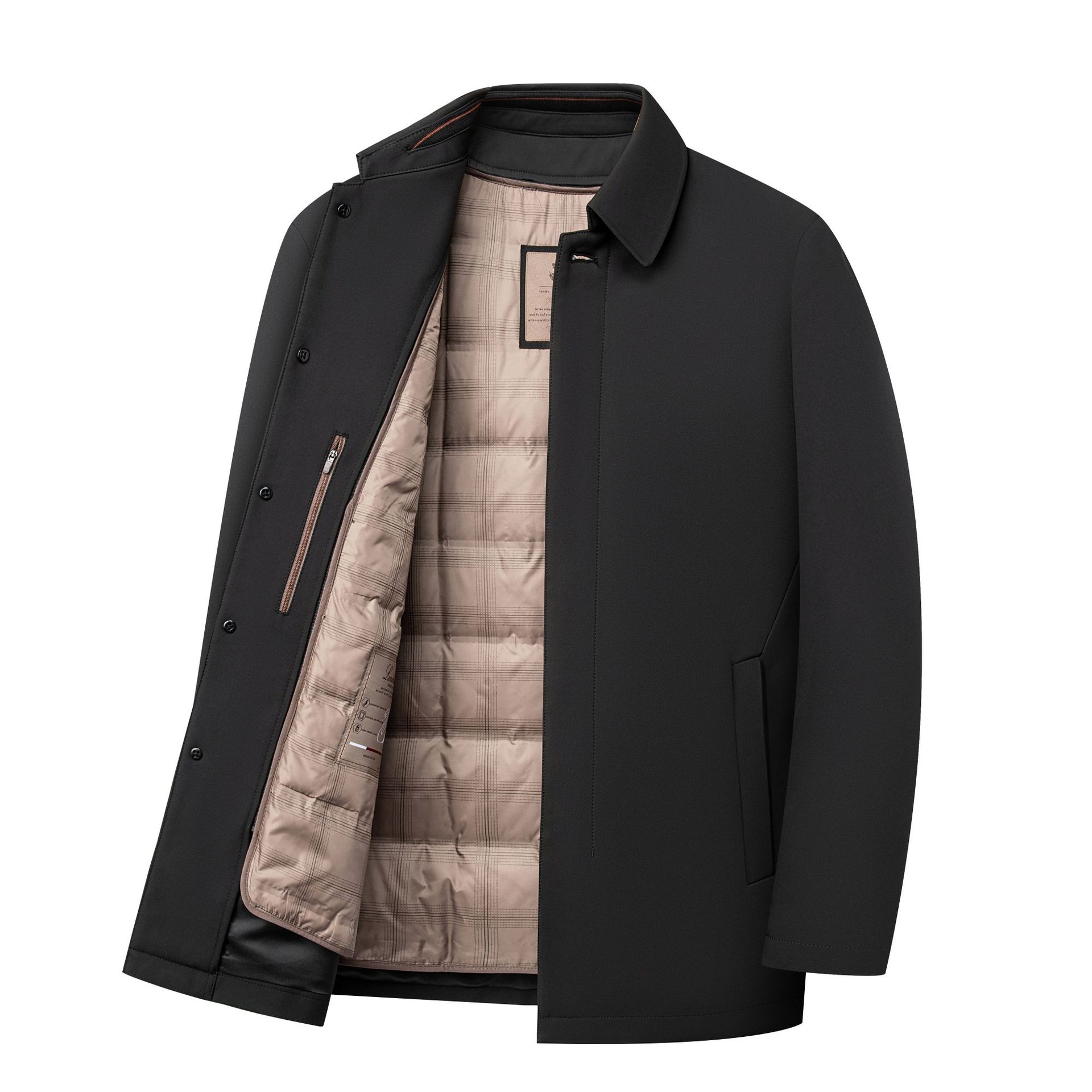 1-25988 duck down-black-single-breasted-medium length