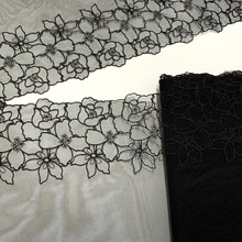 现货黑色花花刺绣网纱花边蕾丝辅料装饰布艺设计DIY