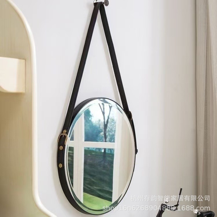 Espejo de pared de alta definición baño dormitorio cinturón ajustable hotel residencial espejo de baño redondo colgable