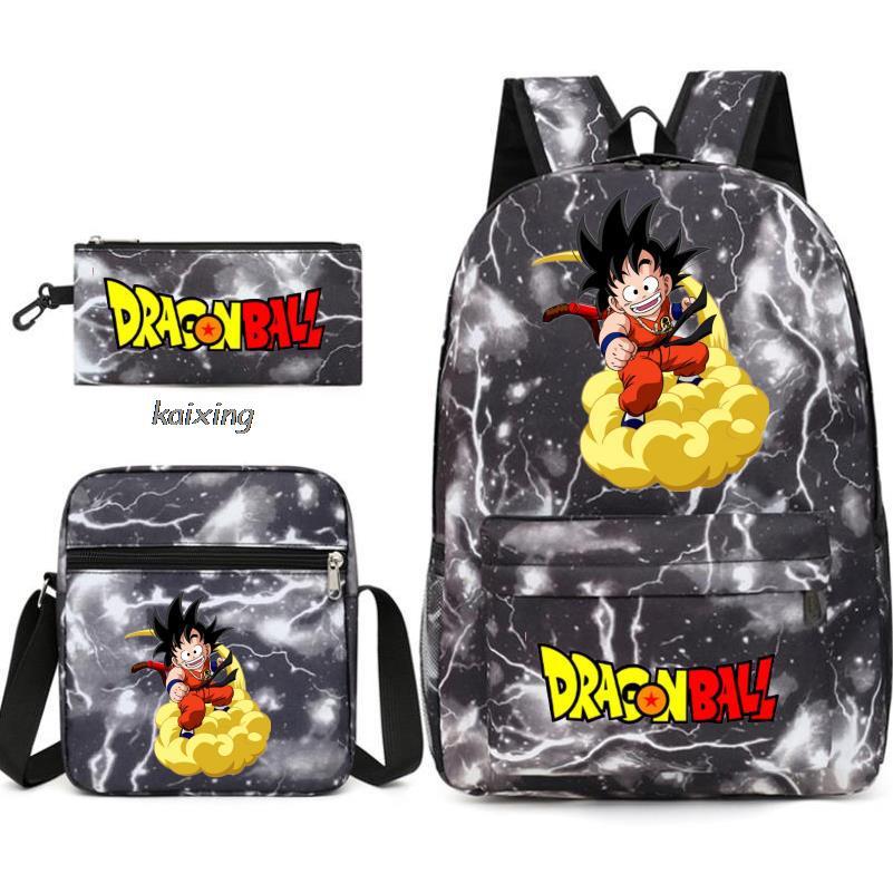 Juventud Dragon Ball mochila estudiante bolsa de hombro bolsa de viaje conjunto de 3 piezas
