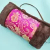 Satin colorful flower rose red bottom (brown plush color)