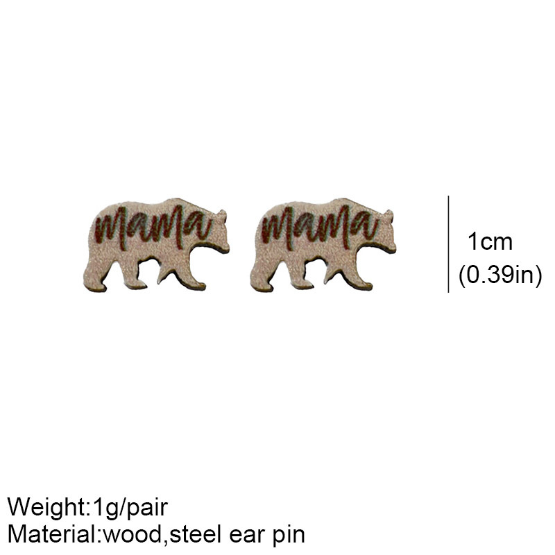 1 Pair Fashion Animal Letter Wood Printing Women's Ear Studs display picture 1