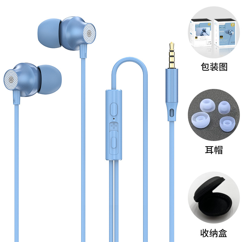 Auricular de metal en la oreja con cable de 3,5mm boca redonda tipo C boca plana teléfono móvil Control de alambre pesado bajo tapones para los oídos al por mayor