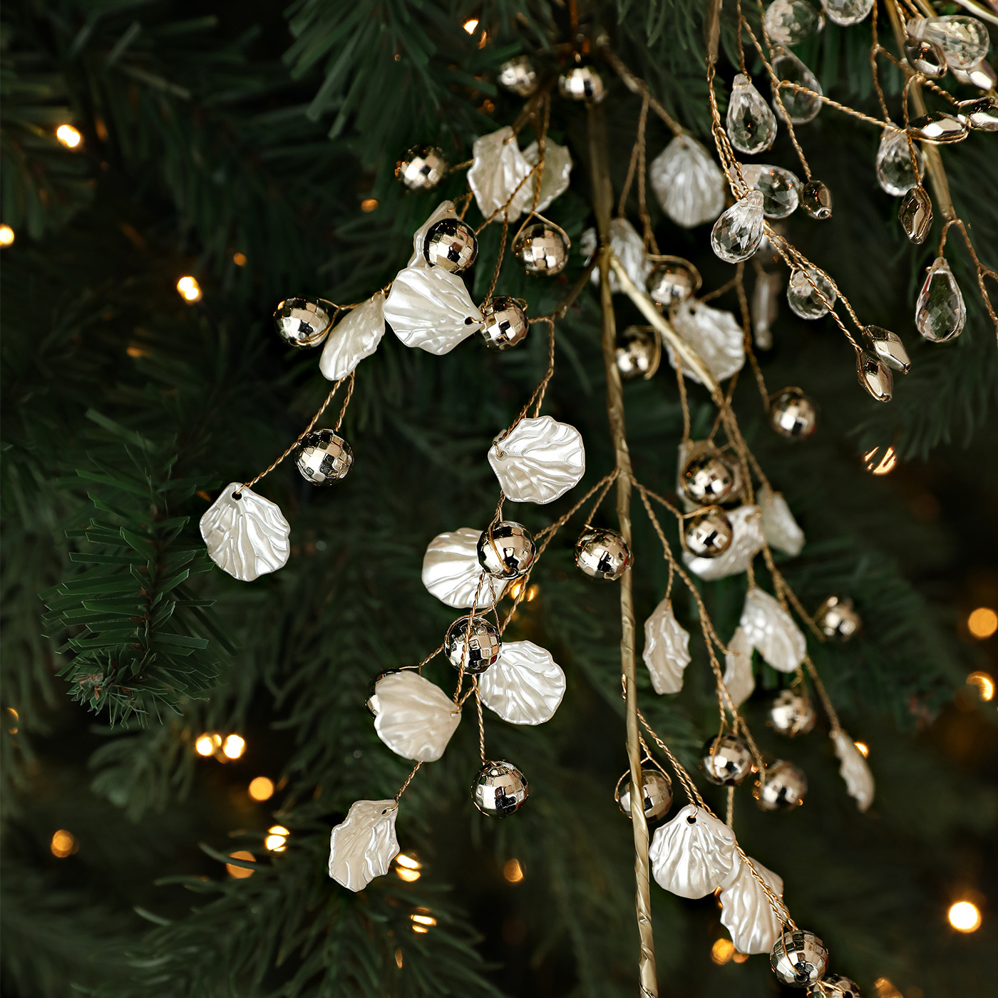 Nuevo árbol de Navidad cristal gotas de agua polvo adhesivo conchas de perlas de hierro forjado de alta calidad decoración polvo adhesivo perlas de flores