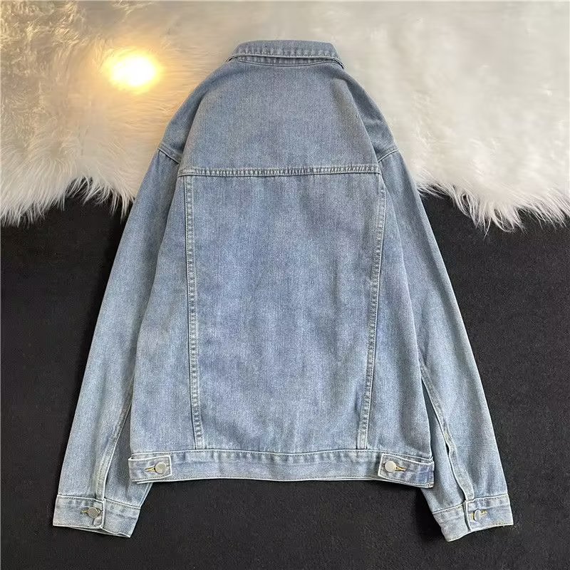 La primavera y el Otoño de Mezclilla abrigo de los hombres ins Marca de Moda estilo de Hong Kong guapo Loose Top estilo Coreano moda Retro Ropa de trabajo chaqueta