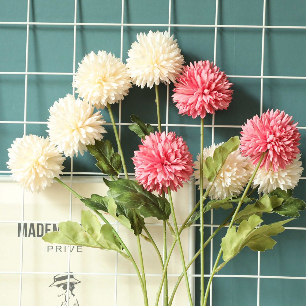 跨境3頭蒲公英批發仿真花廠家假花綠植物婚慶裝飾品INS風YC1019