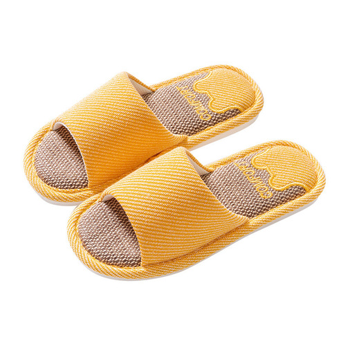 Linen Slippers for Women - Spring and Autumn Four Seasons Indoor Cotton Linen Home Use - Squeaky Feel Home Decor - Anti-Slip Summer Couple Slippers