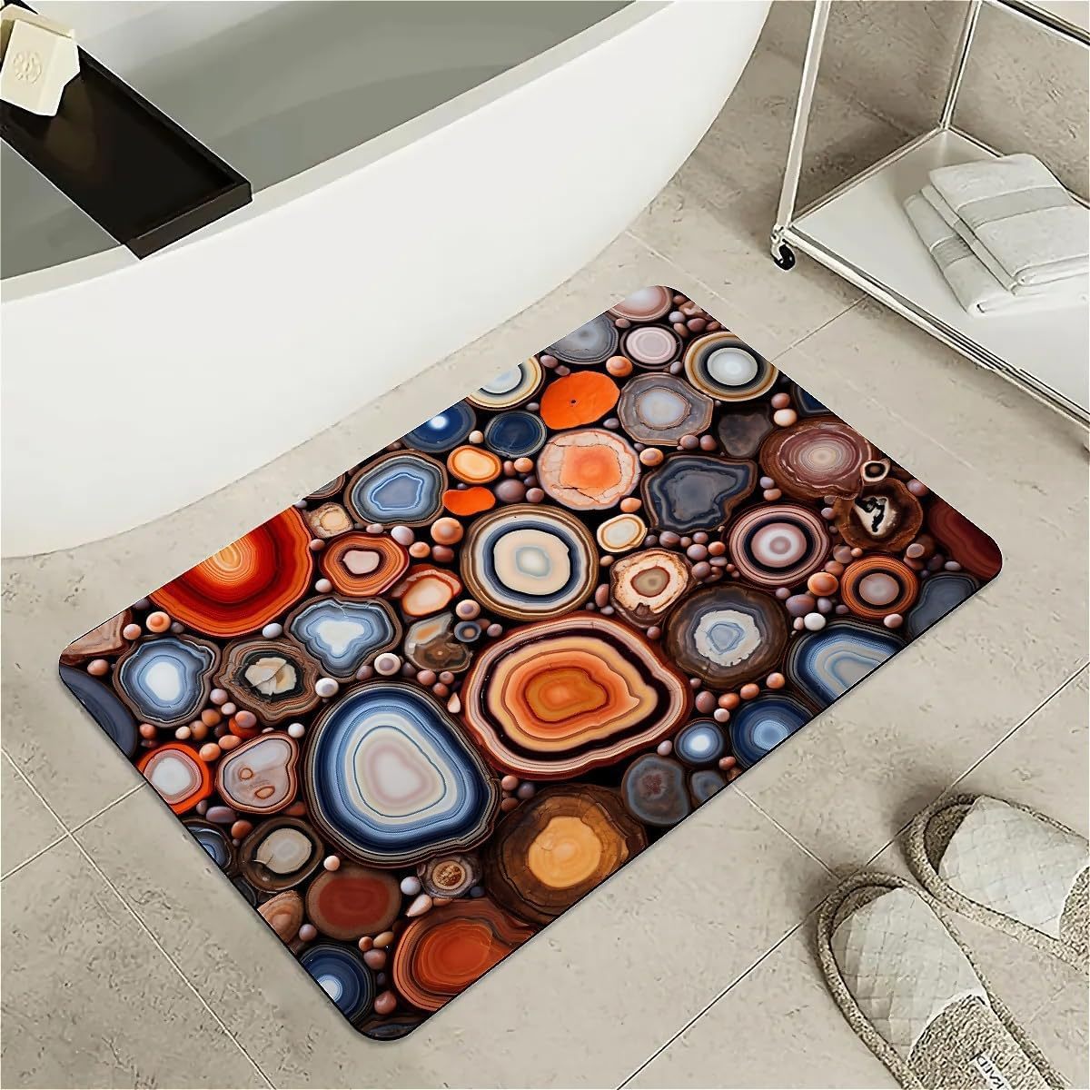 Cross-Border American-Style Stone Diatomaceous Earth Bathroom Absorbent Non-Slip Floor Mat, Bedroom Dirt-Resistant Foot Mat, Entryway Easy-Care Door Mat
