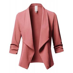 X 68608 Ruched slim solid blazer jacket �ް�������ɫС���b��