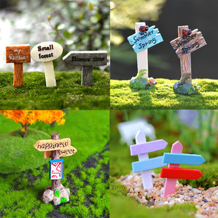 Mini Sign Micro Landscape Succulent Bonsai Landscaping Decoration DIY Small Ornaments Road Sign Station Sign Fish Tank Decoration